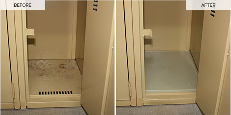 Locker bottom before-after