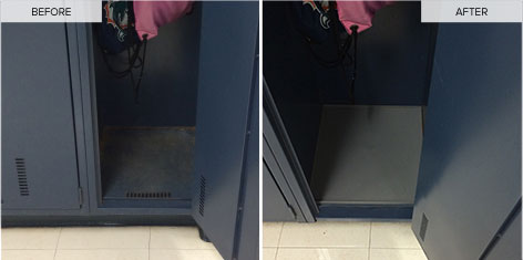 Locker bottom before-after