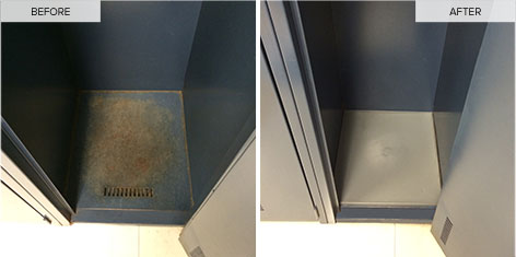 Locker bottom before-after